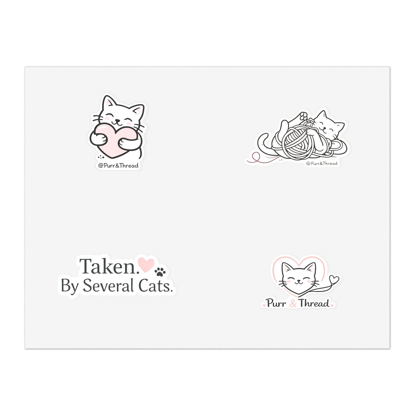 Cat Lover Sticker Sheet — "Taken by Several Cats" Cute Kitty Planner & Laptop Stickers