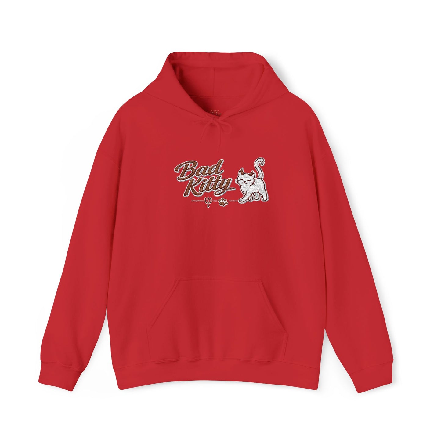 Bad Kitty Embroidered Hoodie — Cute Retro Cat Graphic Pullover