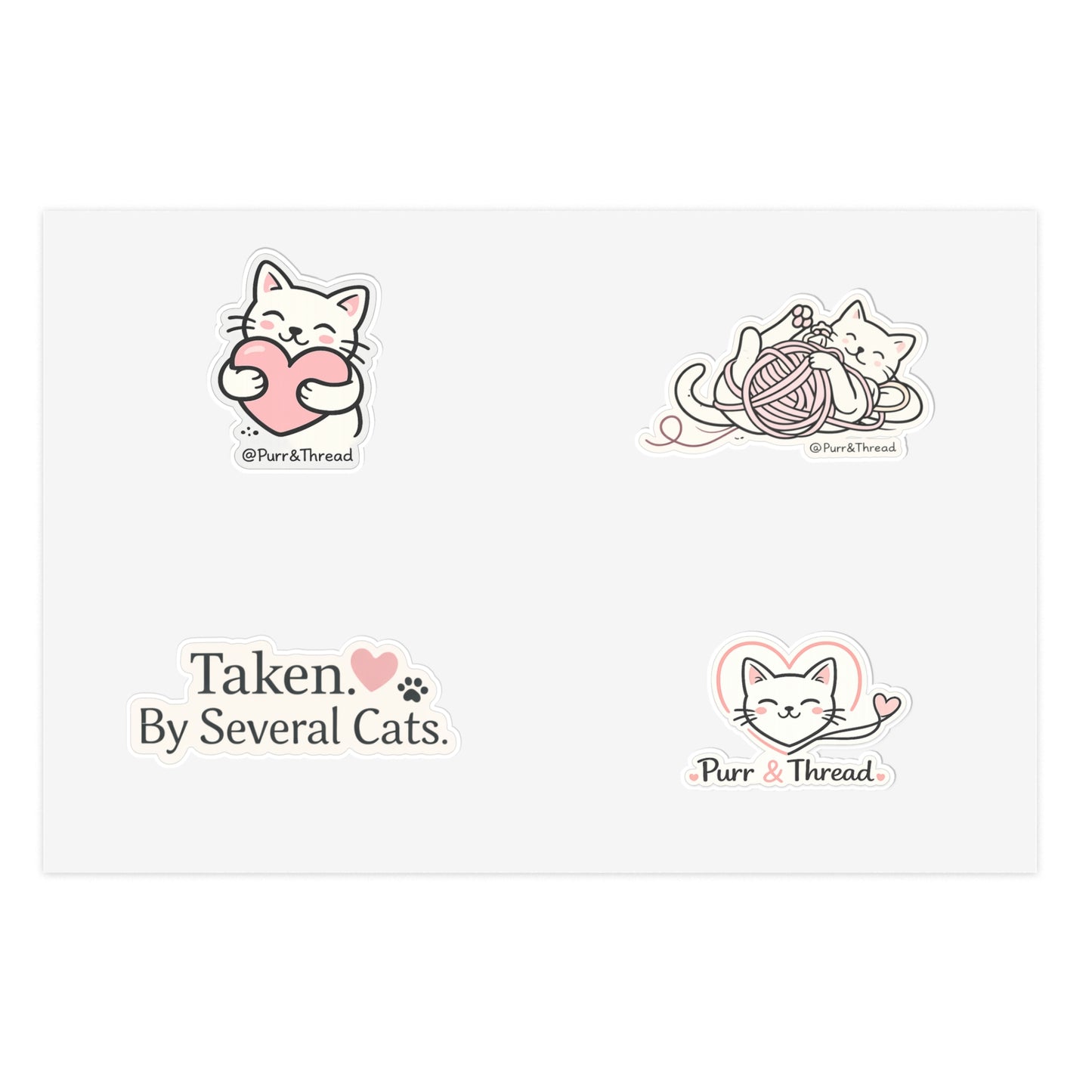 Cat Lover Sticker Sheet — "Taken by Several Cats" Cute Kitty Planner & Laptop Stickers