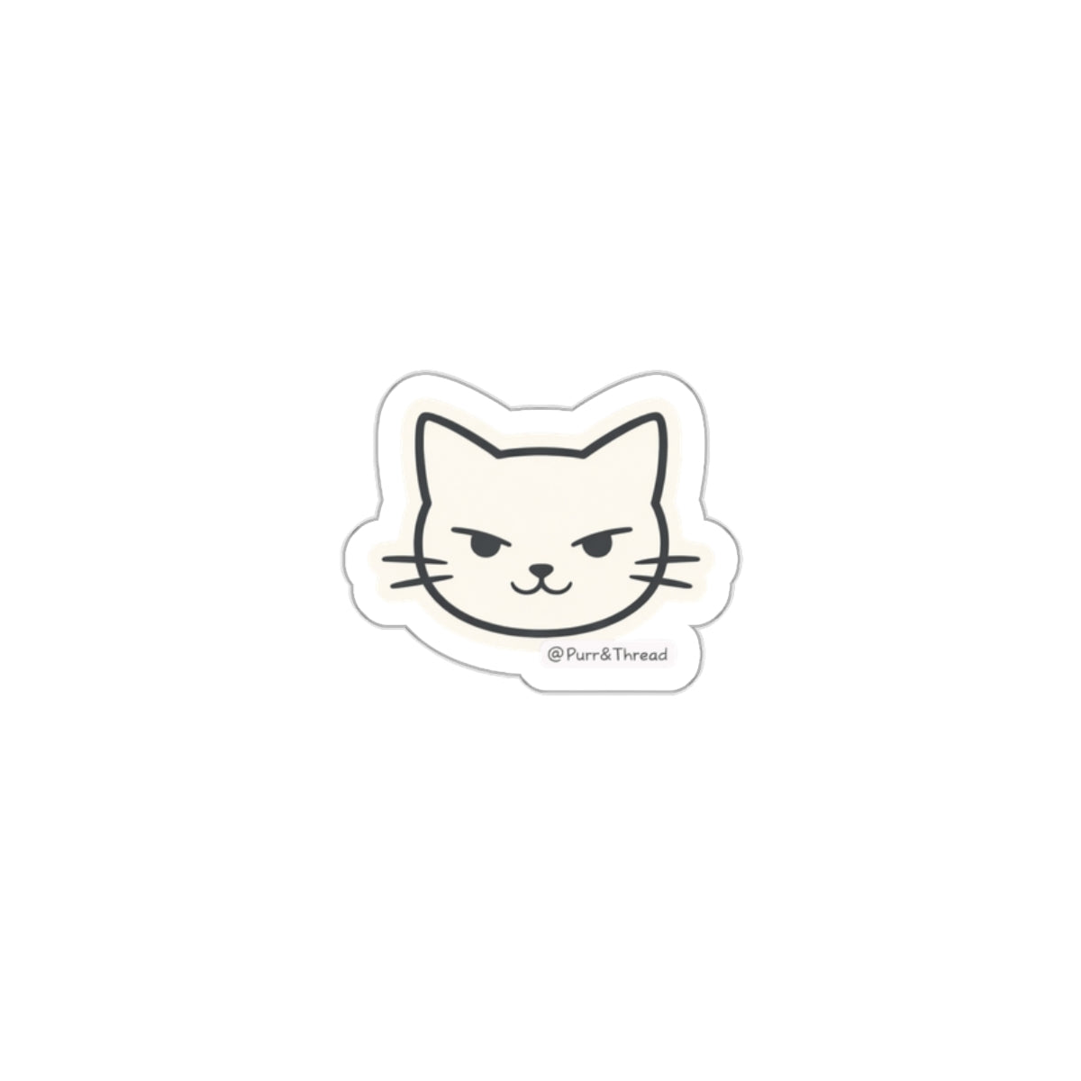 Sassy Cat Die-Cut Sticker — Cute Minimalist Cat Face Sticker for Laptops & Journals