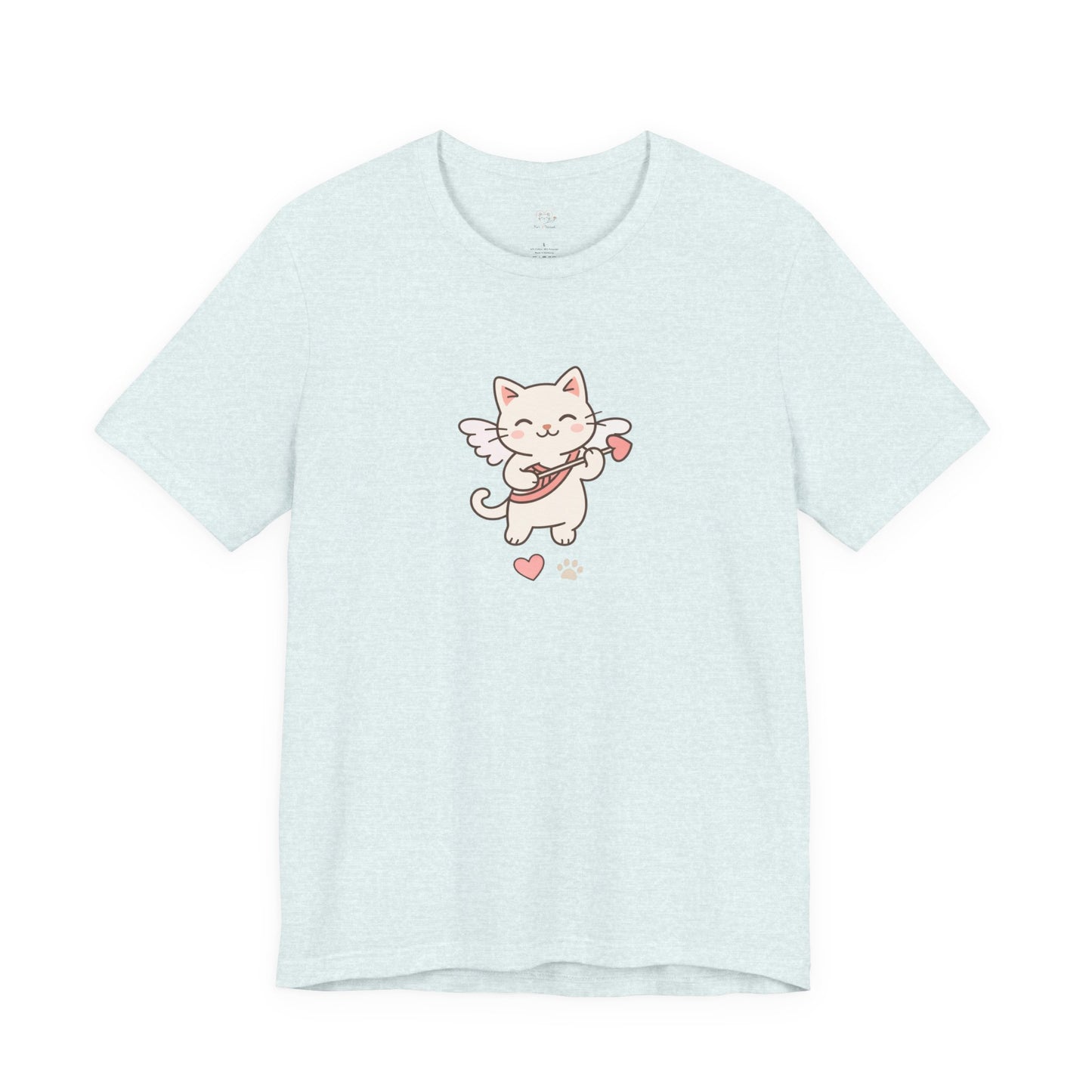 Cute Cupid Kitty T-Shirt — Angel Cat Playing Ukulele with Hearts