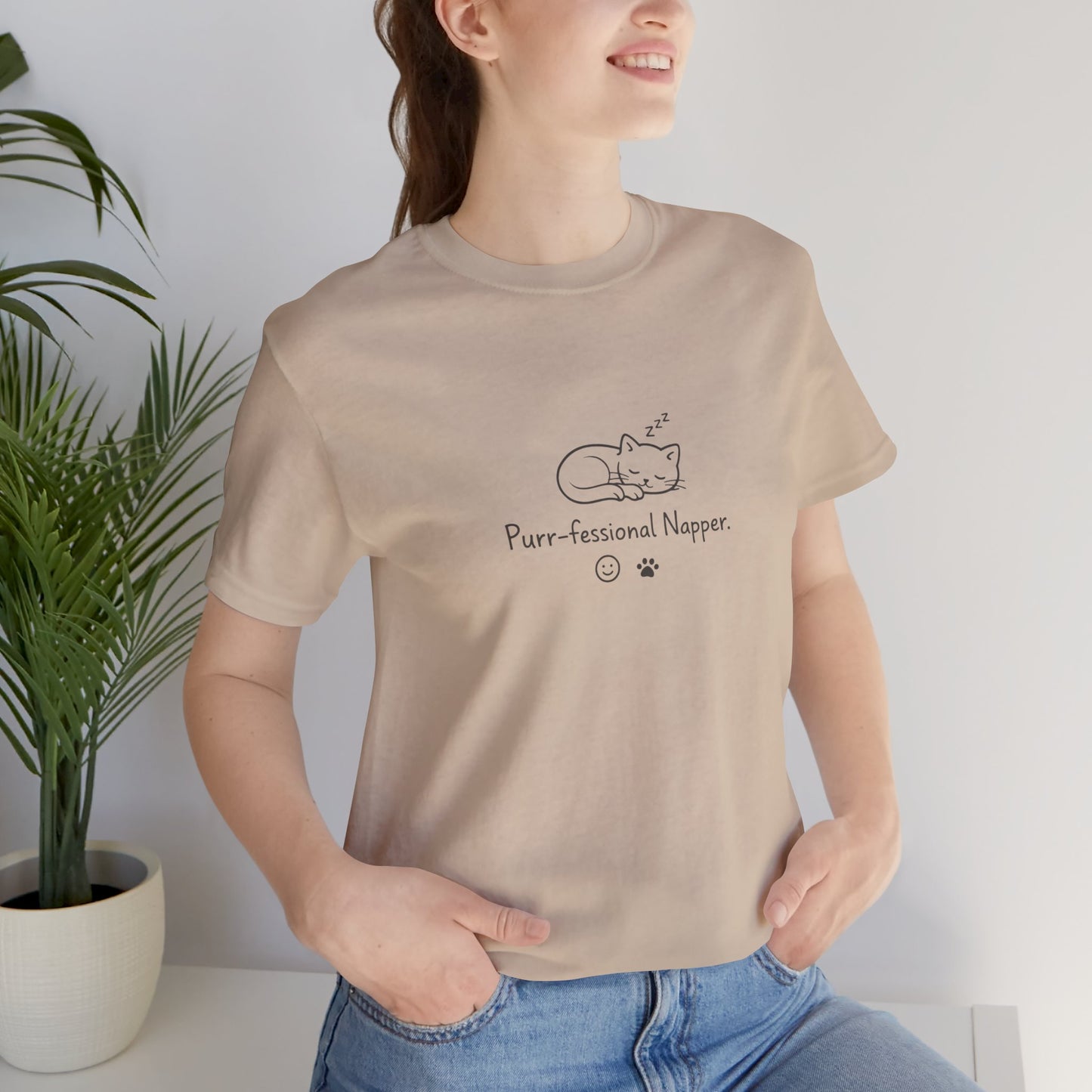 Purr-fessional Napper T‑Shirt — Cute Sleeping Cat Tee