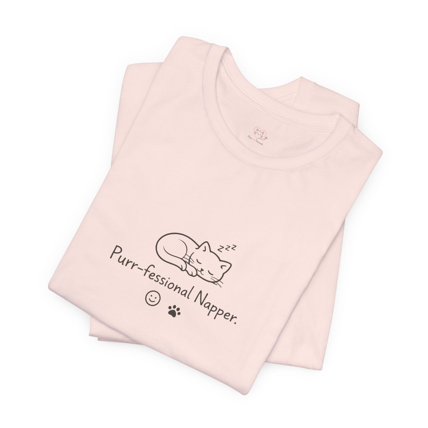 Purr-fessional Napper T‑Shirt — Cute Sleeping Cat Tee