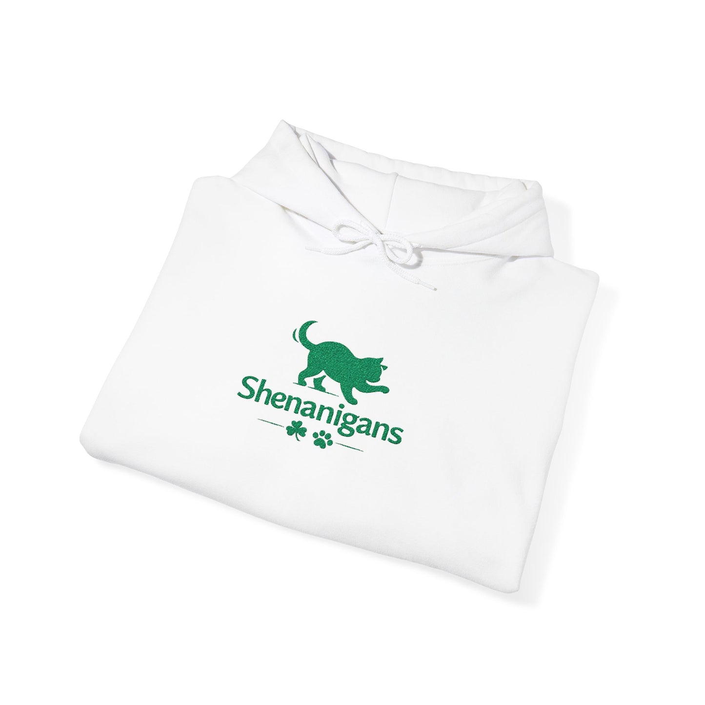 Shenanigans Embroidered Cat Hoodie – Cozy St. Patrick’s Day Pullover