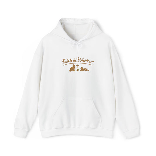 Faith & Whiskers Embroidered Hoodie — Cat Faith Inspired Christian Pullover