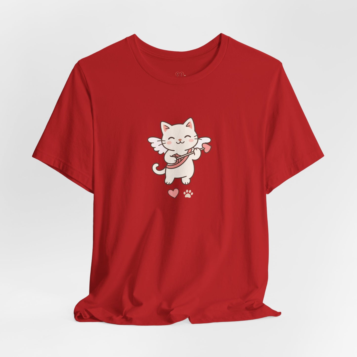 Cute Cupid Kitty T-Shirt — Angel Cat Playing Ukulele with Hearts