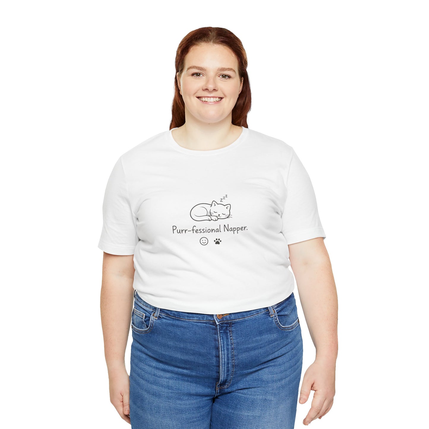 Purr-fessional Napper T‑Shirt — Cute Sleeping Cat Tee