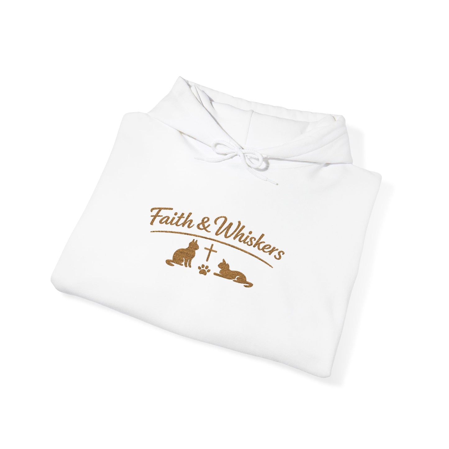 Faith & Whiskers Embroidered Hoodie — Cat Faith Inspired Christian Pullover