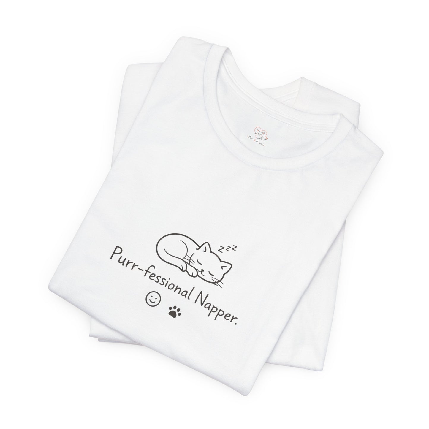 Purr-fessional Napper T‑Shirt — Cute Sleeping Cat Tee