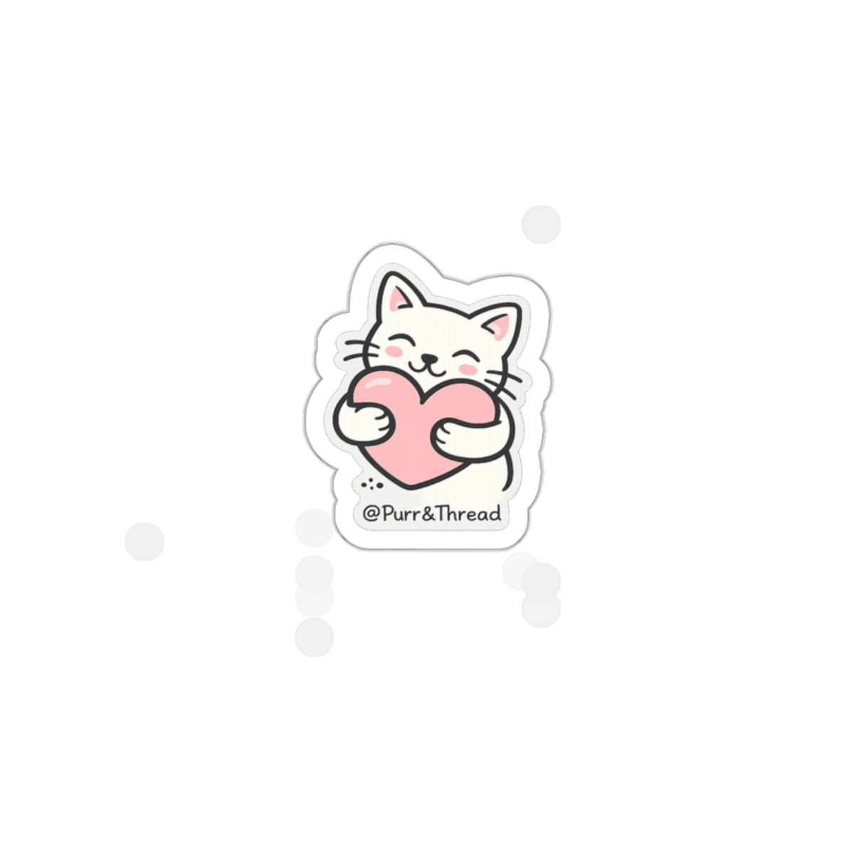 Valentine Cat Die-Cut Sticker — Cute Minimalist Cat Face Sticker for Laptops & Journals