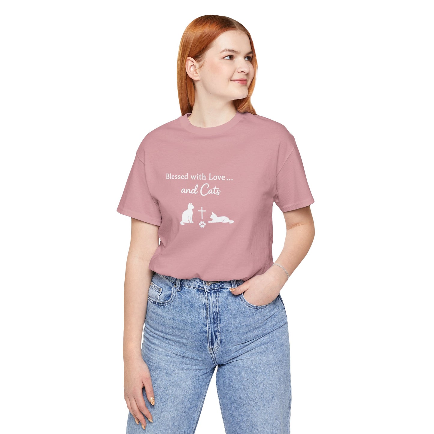 Blessed with Love...and Cats T‑Shirt — Faith Inspired Christian Cat Tee