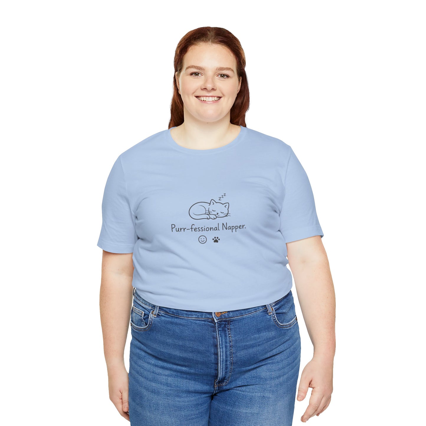 Purr-fessional Napper T‑Shirt — Cute Sleeping Cat Tee
