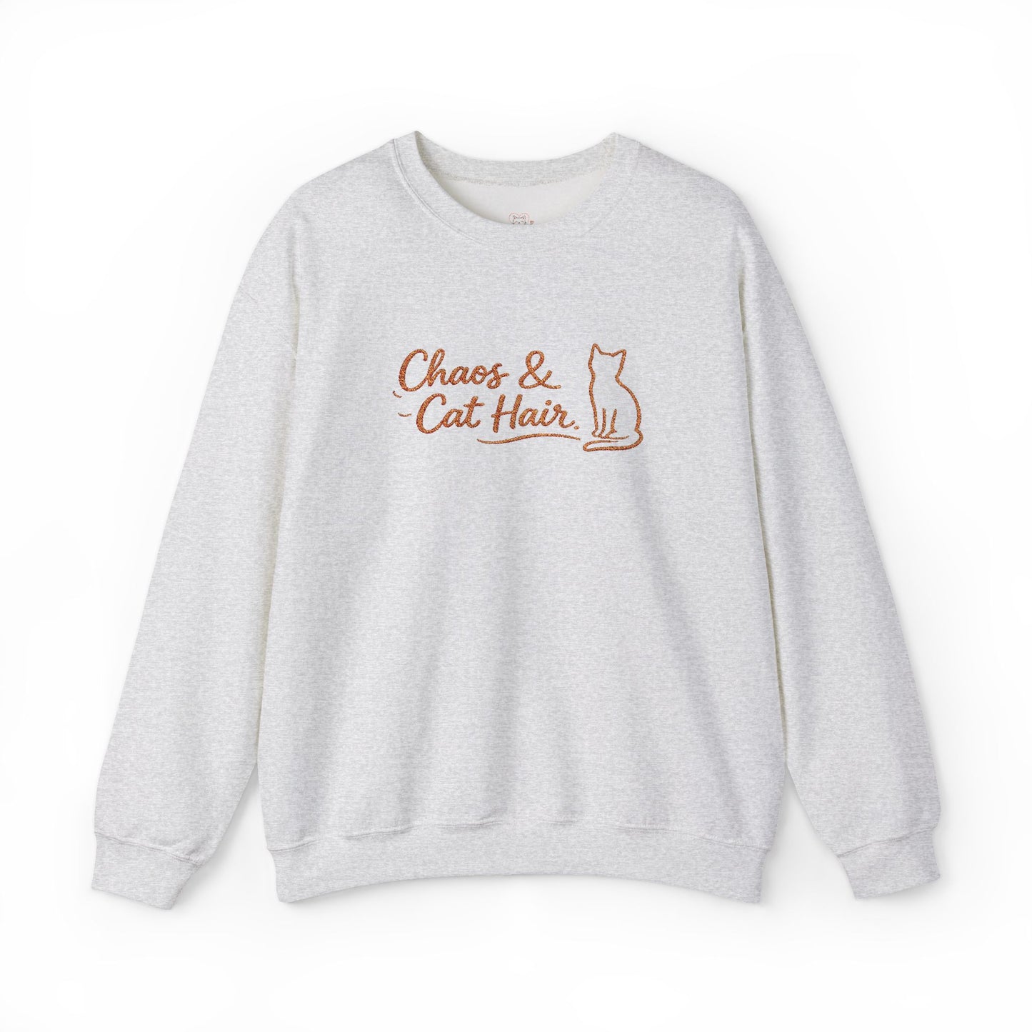 Chaos & Cat Hair Embroidered Sweatshirt — Cute Cat Lover Crewneck