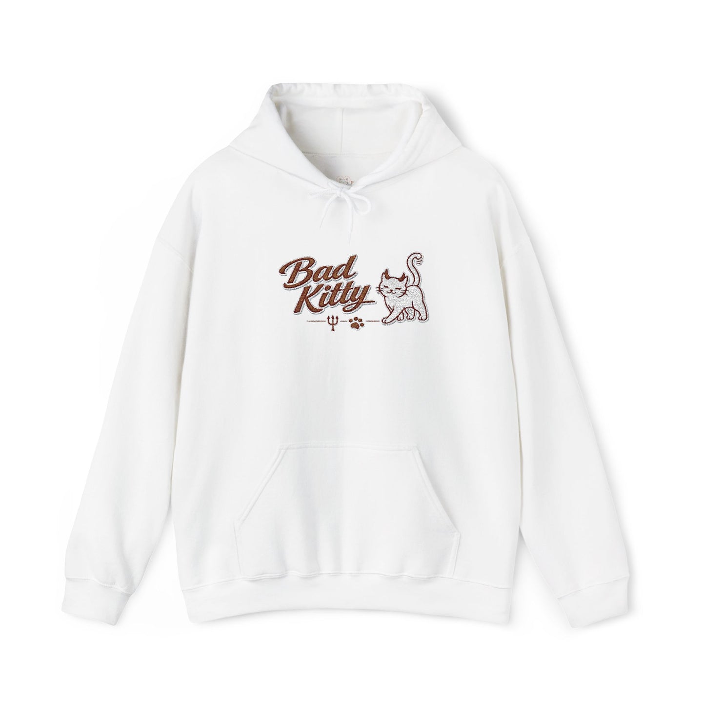 Bad Kitty Embroidered Hoodie — Cute Retro Cat Graphic Pullover