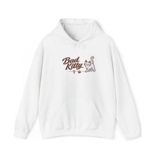 Bad Kitty Embroidered Hoodie — Cute Retro Cat Graphic Pullover