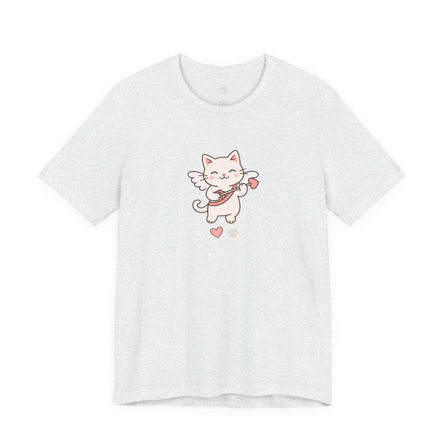 Cute Cupid Kitty T-Shirt — Angel Cat Playing Ukulele with Hearts