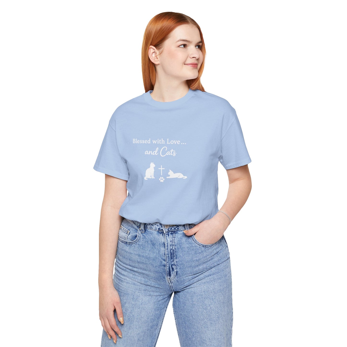 Blessed with Love...and Cats T‑Shirt — Faith Inspired Christian Cat Tee
