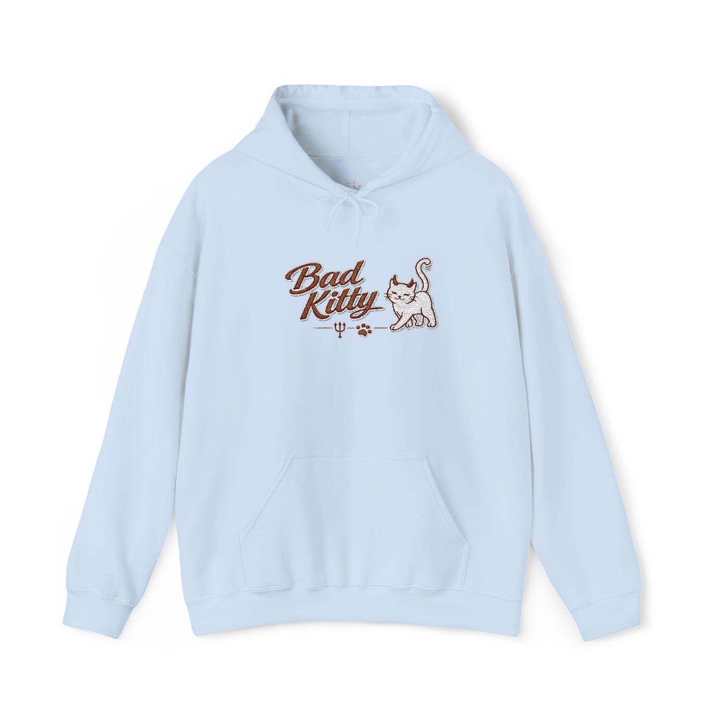 Bad Kitty Embroidered Hoodie — Cute Retro Cat Graphic Pullover