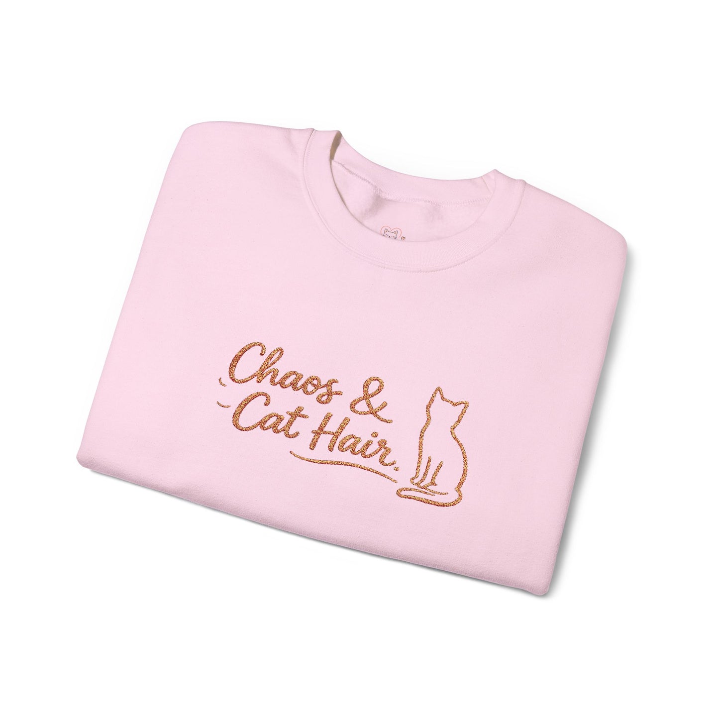 Chaos & Cat Hair Embroidered Sweatshirt — Cute Cat Lover Crewneck