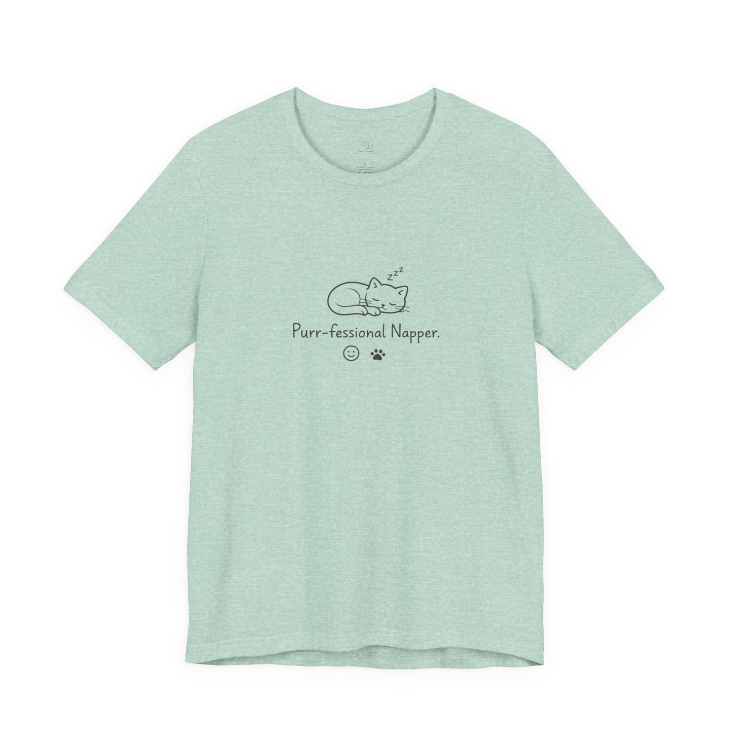 Purr-fessional Napper T‑Shirt — Cute Sleeping Cat Tee