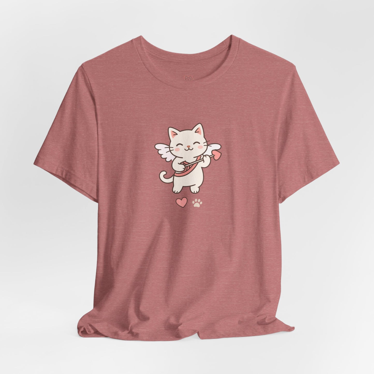 Cute Cupid Kitty T-Shirt — Angel Cat Playing Ukulele with Hearts