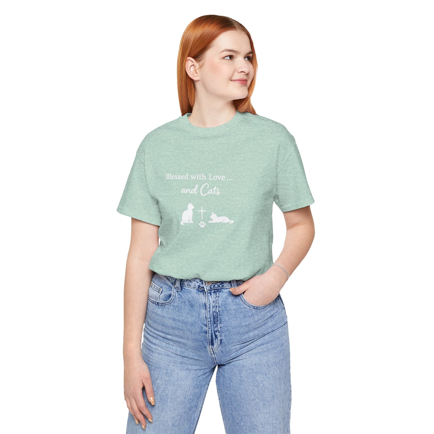 Blessed with Love...and Cats T‑Shirt — Faith Inspired Christian Cat Tee