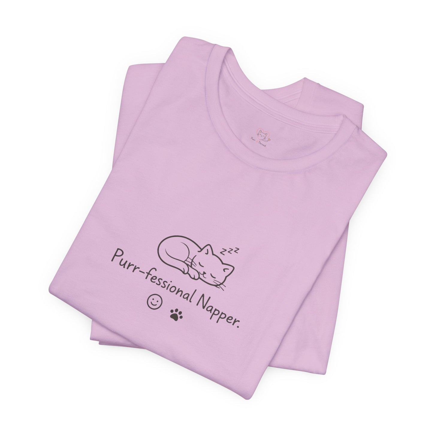 Purr-fessional Napper T‑Shirt — Cute Sleeping Cat Tee