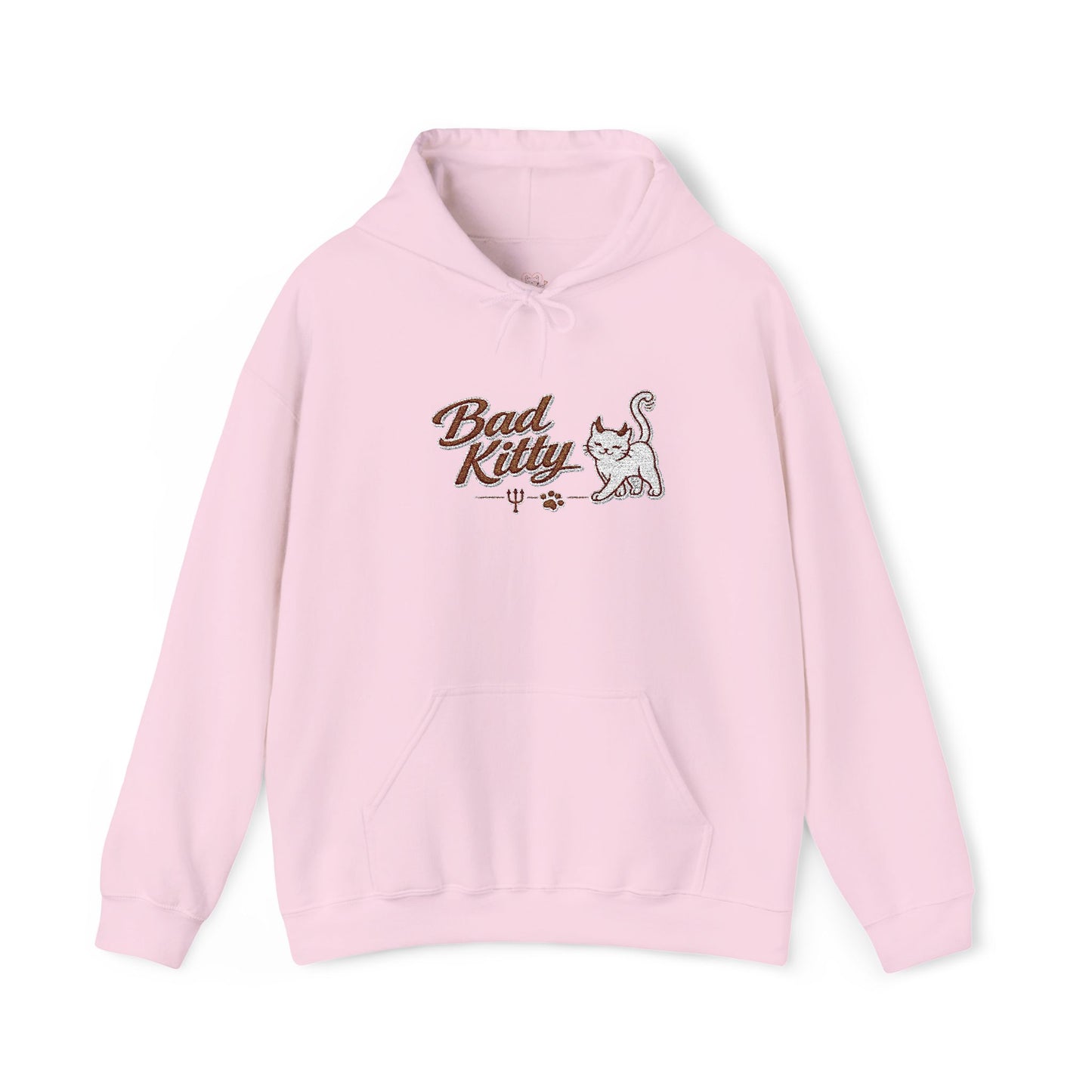 Bad Kitty Embroidered Hoodie — Cute Retro Cat Graphic Pullover