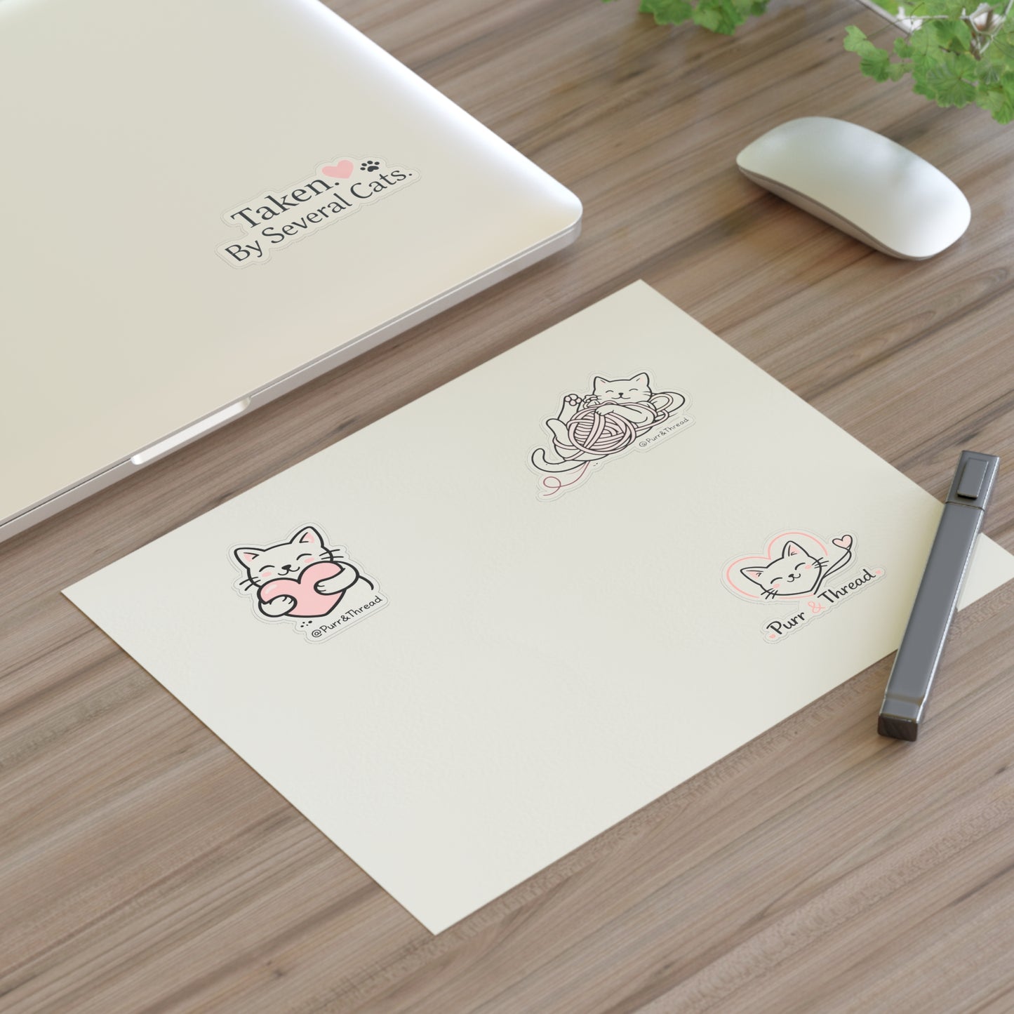 Cat Lover Sticker Sheet — "Taken by Several Cats" Cute Kitty Planner & Laptop Stickers