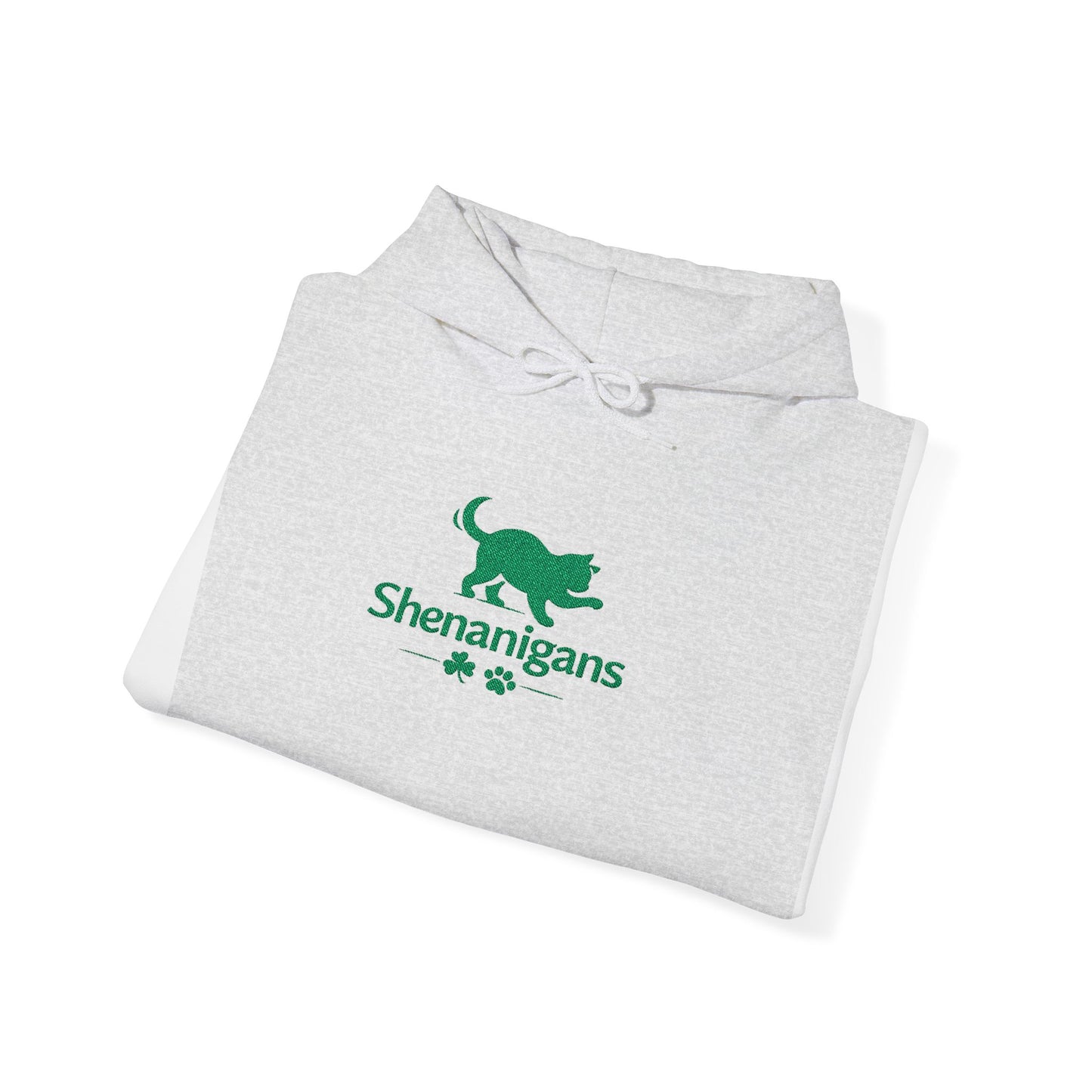 Shenanigans Embroidered Cat Hoodie – Cozy St. Patrick’s Day Pullover