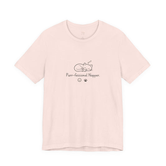 Purr-fessional Napper T‑Shirt — Cute Sleeping Cat Tee