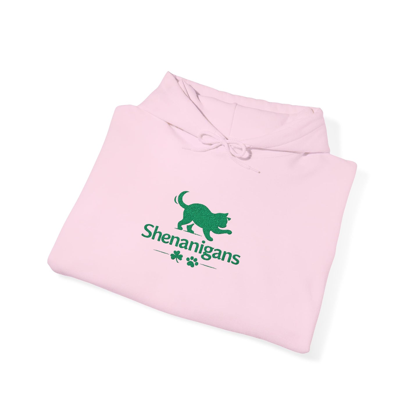 Shenanigans Embroidered Cat Hoodie – Cozy St. Patrick’s Day Pullover