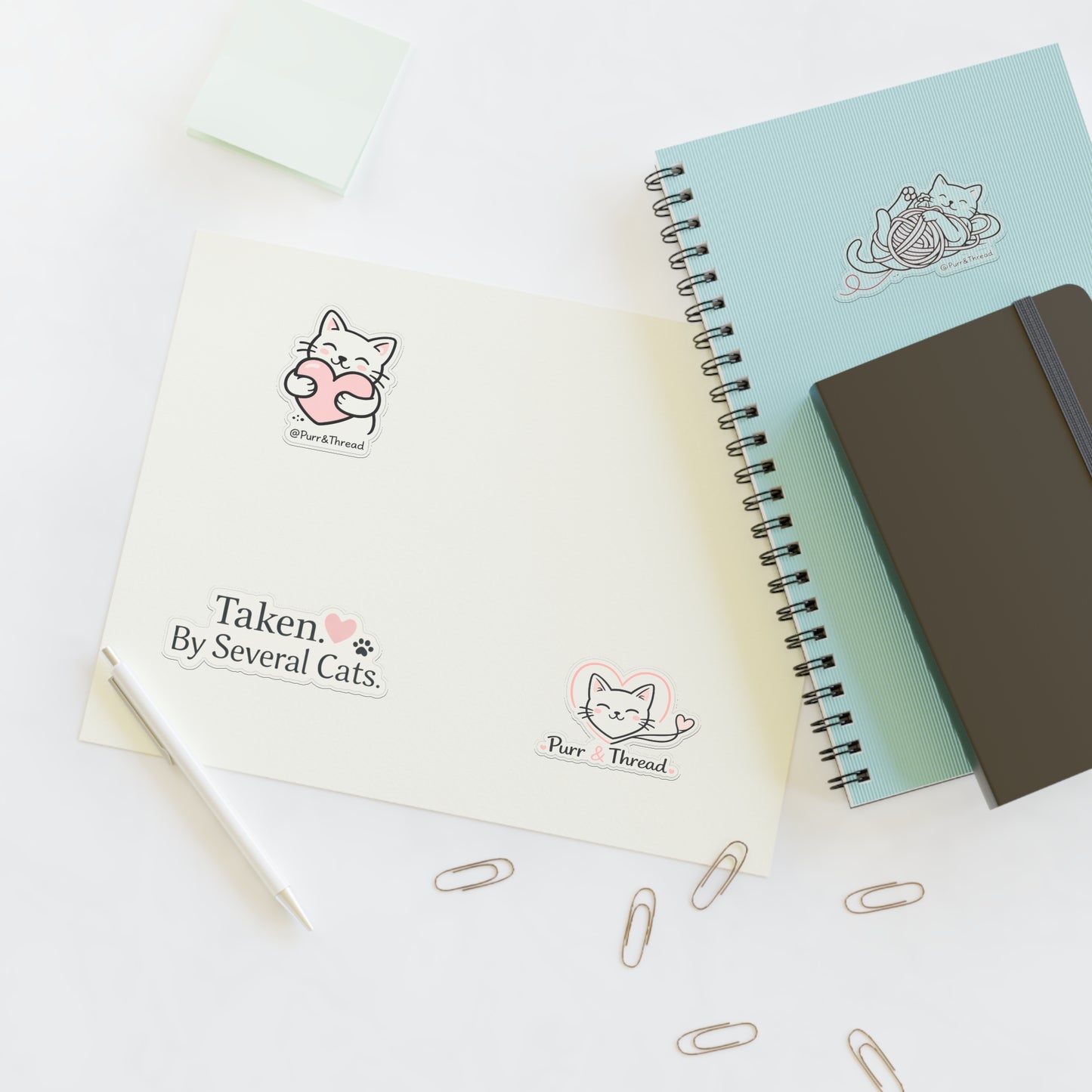 Cat Lover Sticker Sheet — "Taken by Several Cats" Cute Kitty Planner & Laptop Stickers