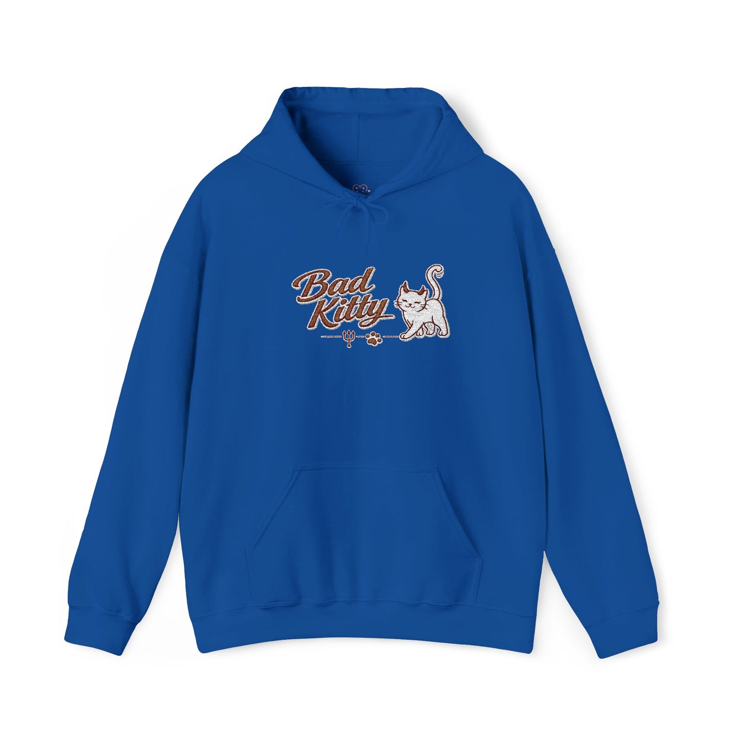 Bad Kitty Embroidered Hoodie — Cute Retro Cat Graphic Pullover