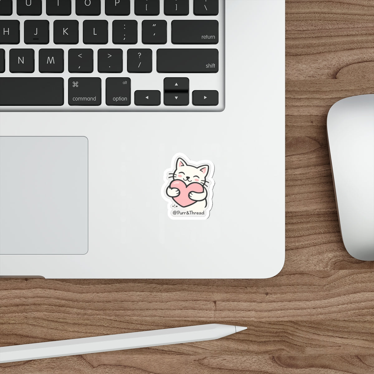 Valentine Cat Die-Cut Sticker — Cute Minimalist Cat Face Sticker for Laptops & Journals