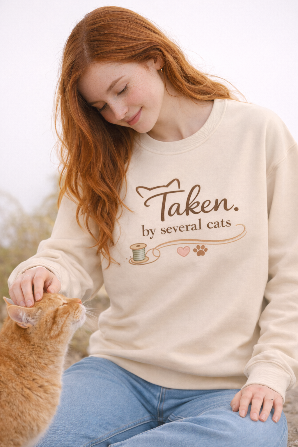 "Taken By Several Cats" Crewneck Print | Cozy Cat Lover Sweatshirt