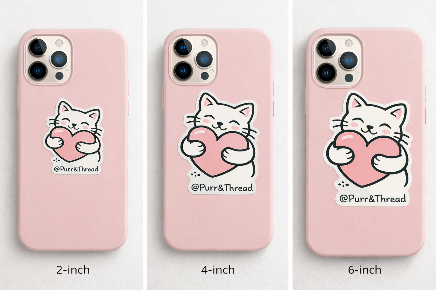 Valentine Cat Die-Cut Sticker — Cute Minimalist Cat Face Sticker for Laptops & Journals