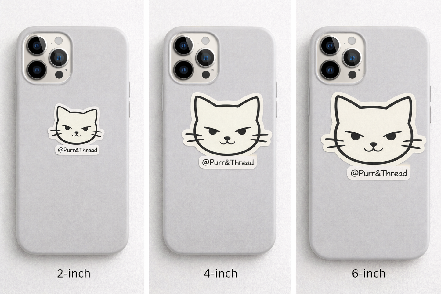 Sassy Cat Die-Cut Sticker — Cute Minimalist Cat Face Sticker for Laptops & Journals