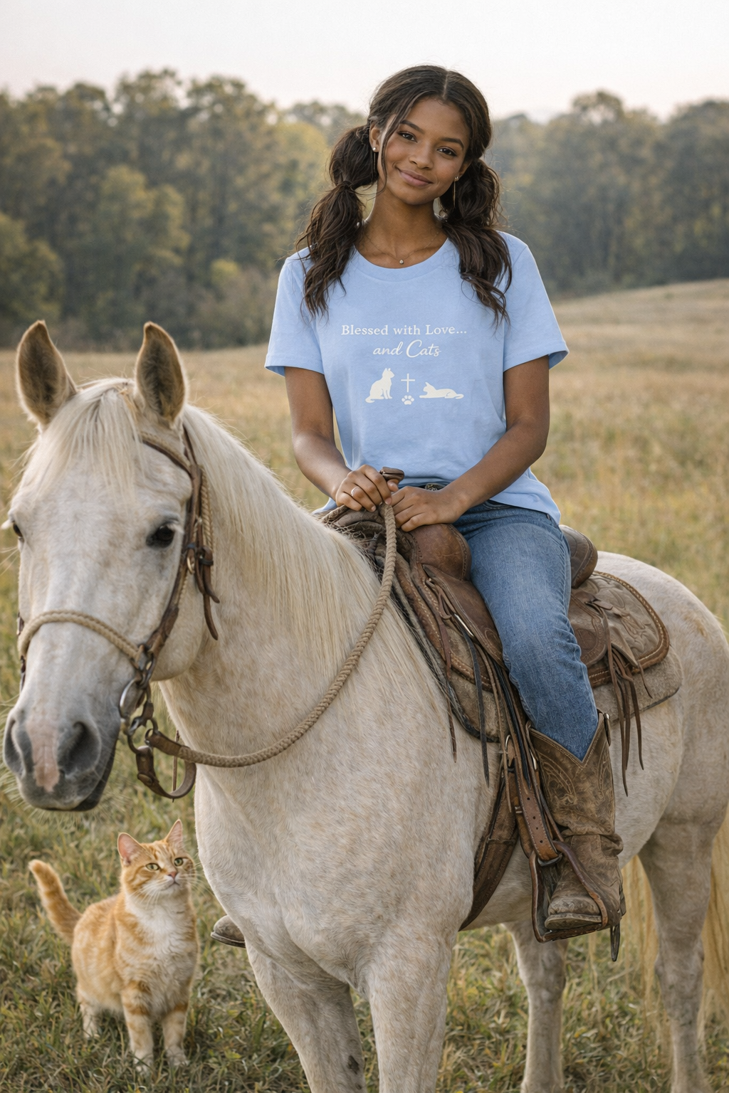 Blessed with Love...and Cats T‑Shirt — Faith Inspired Christian Cat Tee