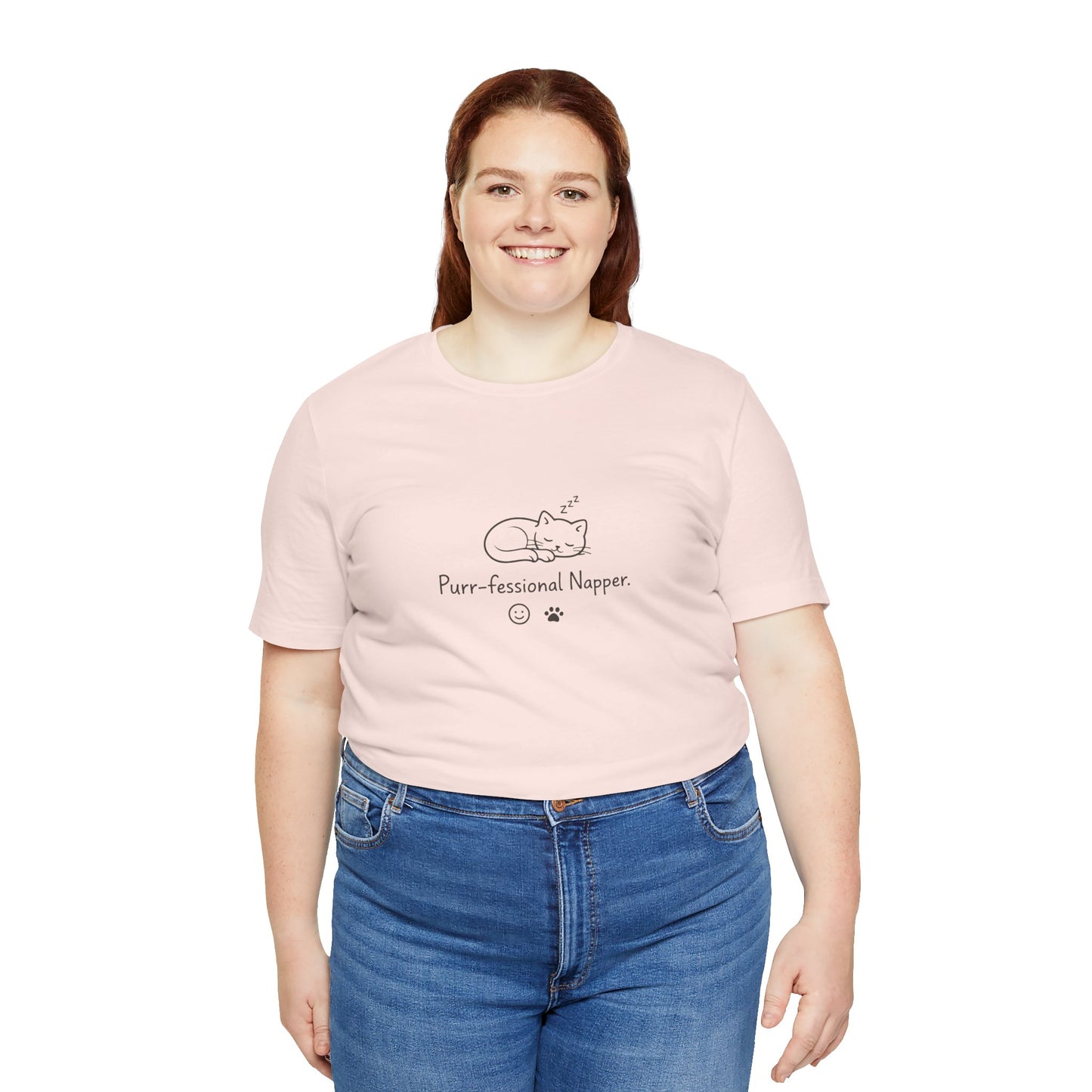 Purr-fessional Napper T‑Shirt — Cute Sleeping Cat Tee