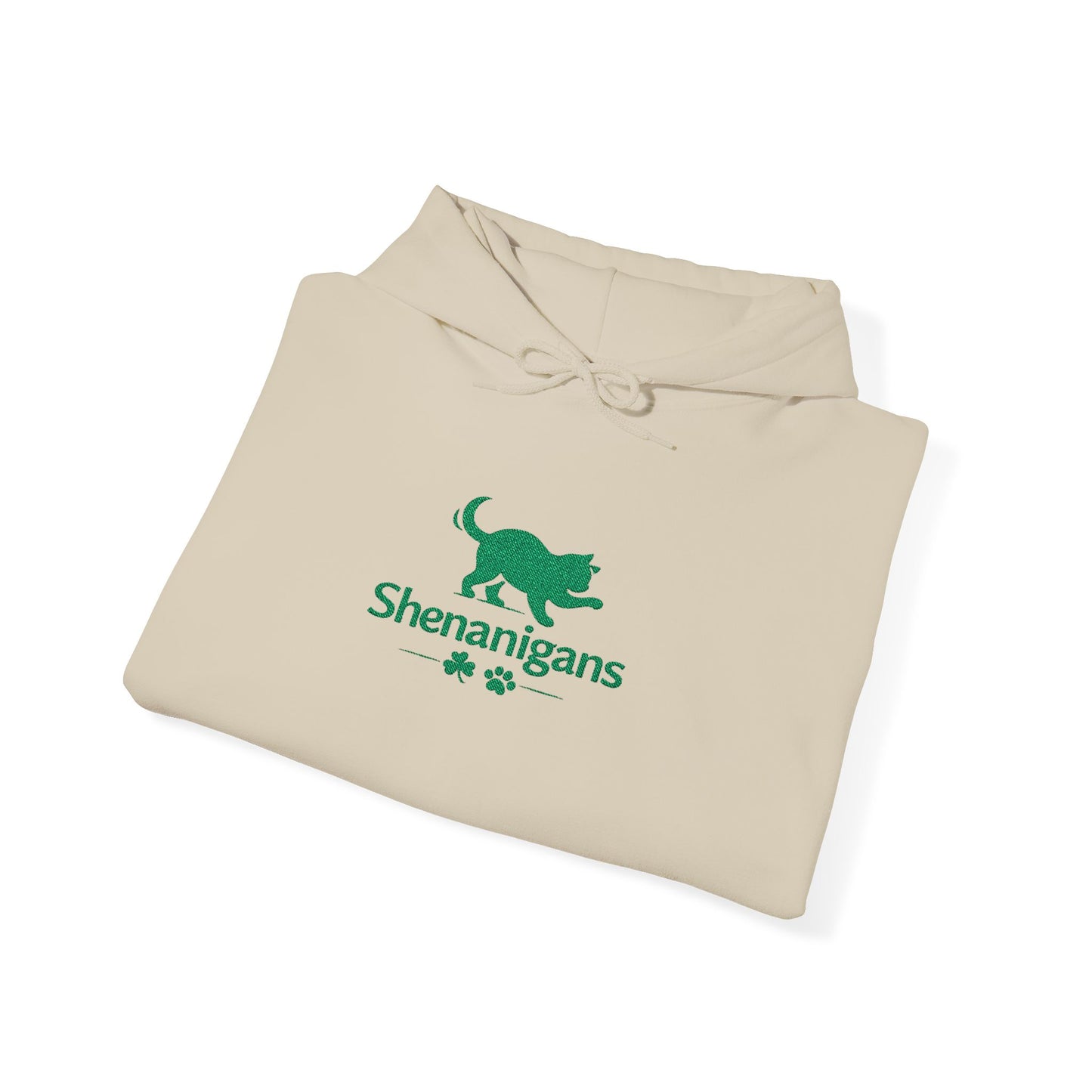 Shenanigans Embroidered Cat Hoodie – Cozy St. Patrick’s Day Pullover