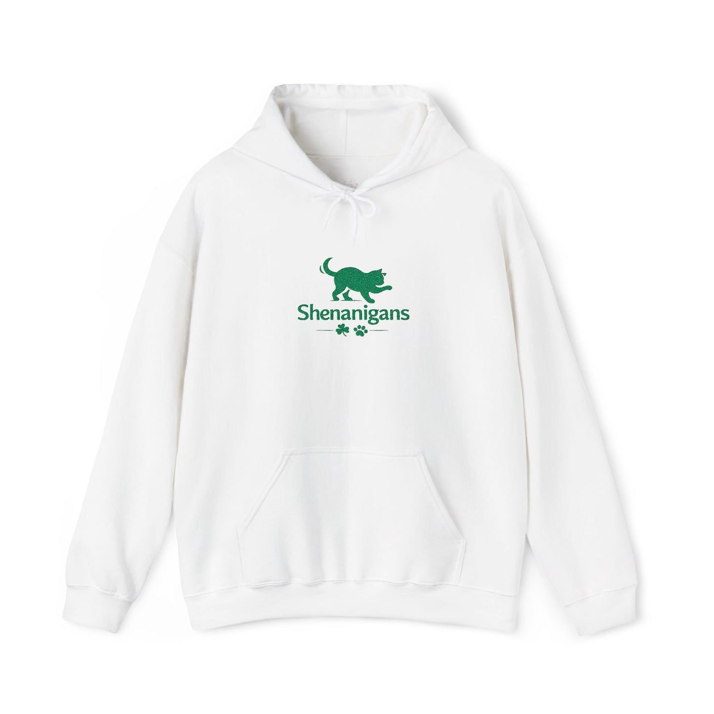 Shenanigans Embroidered Cat Hoodie – Cozy St. Patrick’s Day Pullover