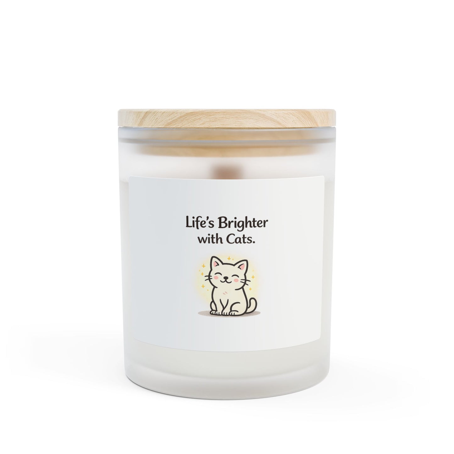 Life's Better with Cats Scented Frosted Glass Candle – Cute Cat Design, 11 oz