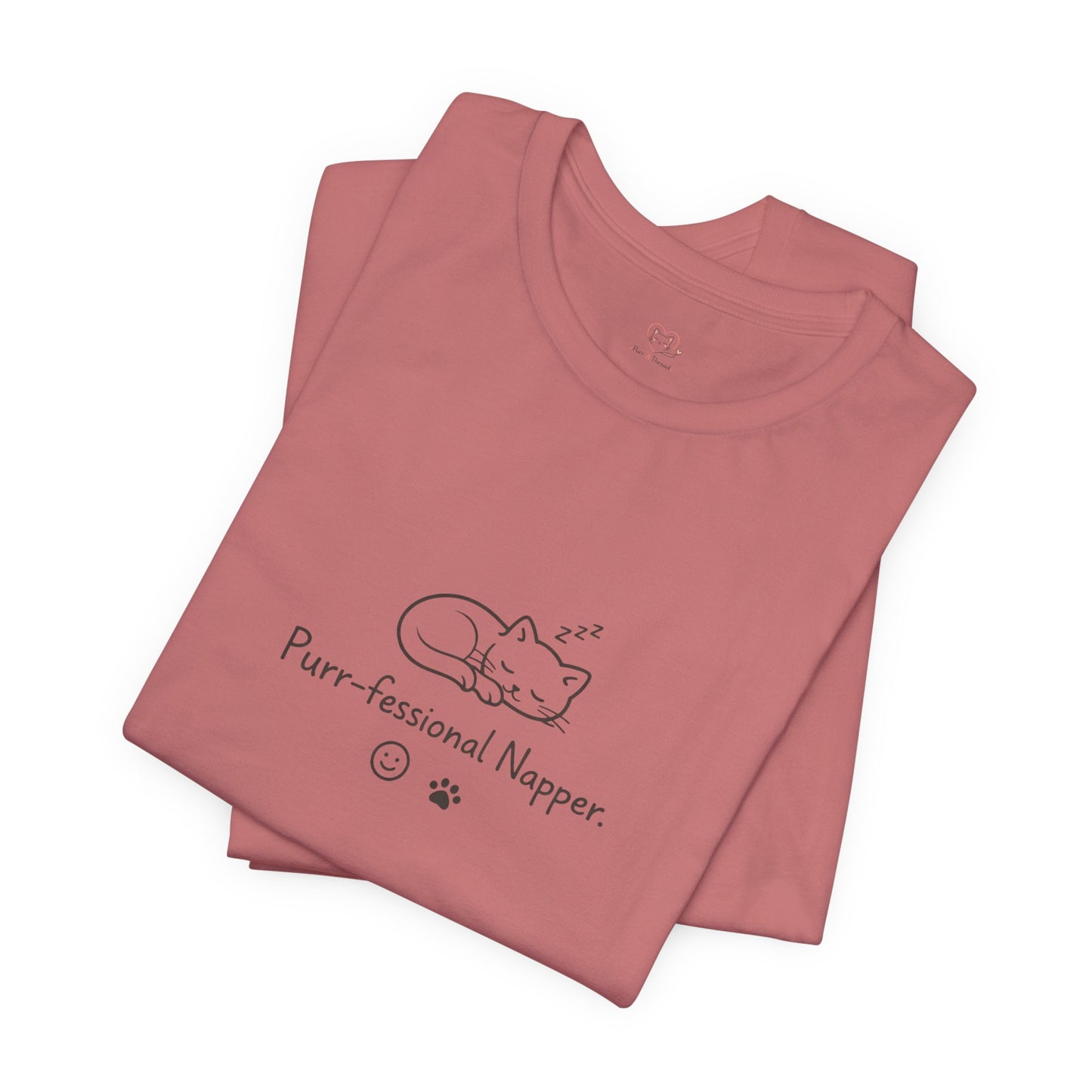 Purr-fessional Napper T‑Shirt — Cute Sleeping Cat Tee