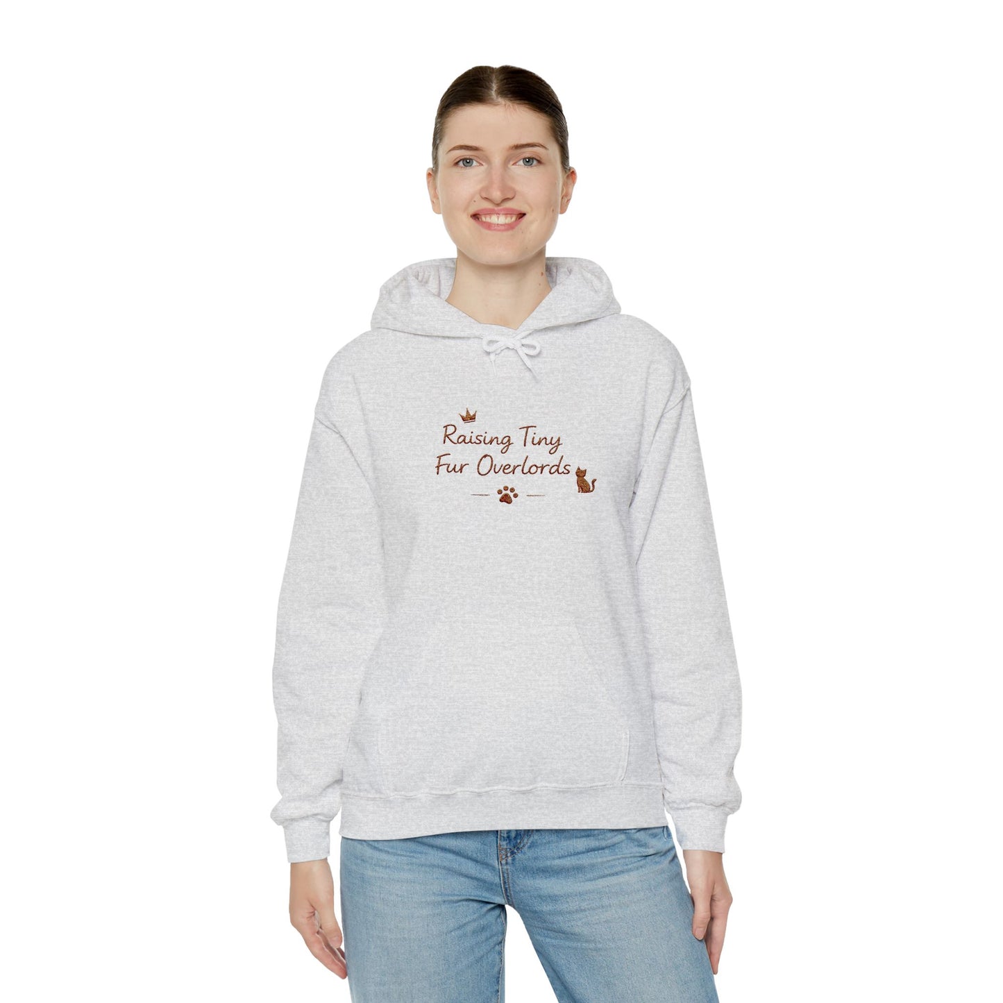 Raising Tiny Fur Overlords Hoodie — Embroidered Cute Cat Pullover