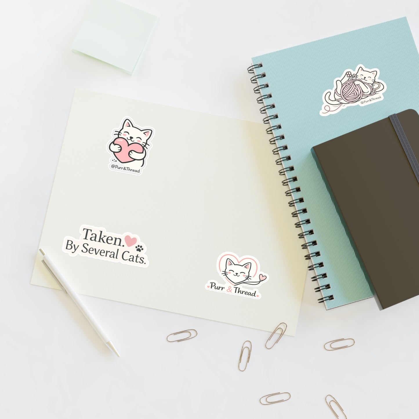 Cat Lover Sticker Sheet — "Taken by Several Cats" Cute Kitty Planner & Laptop Stickers