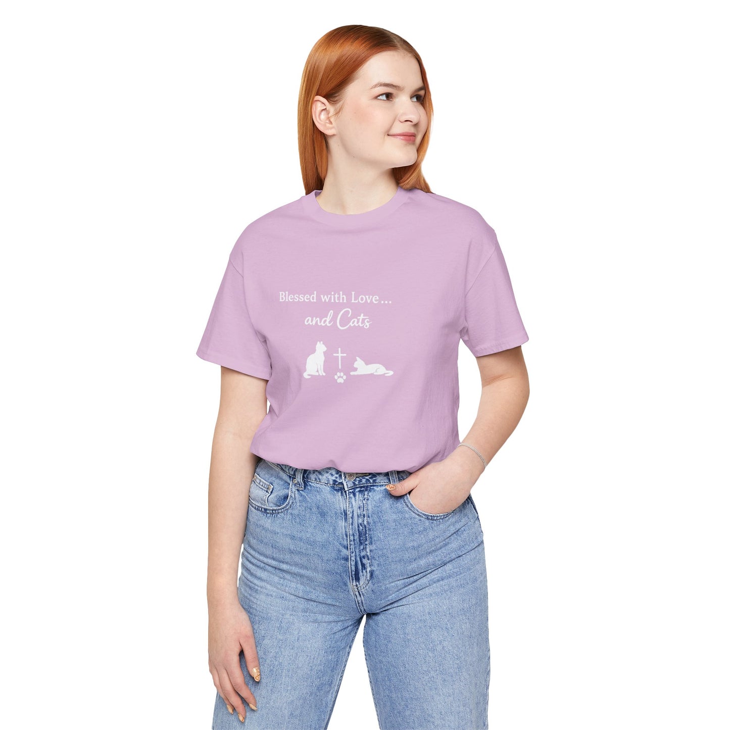 Blessed with Love...and Cats T‑Shirt — Faith Inspired Christian Cat Tee