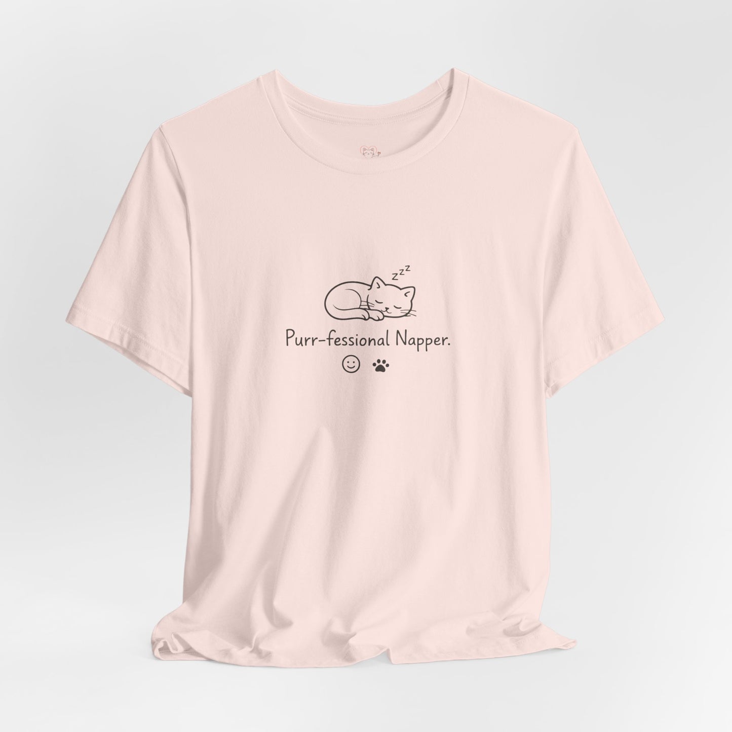 Purr-fessional Napper T‑Shirt — Cute Sleeping Cat Tee