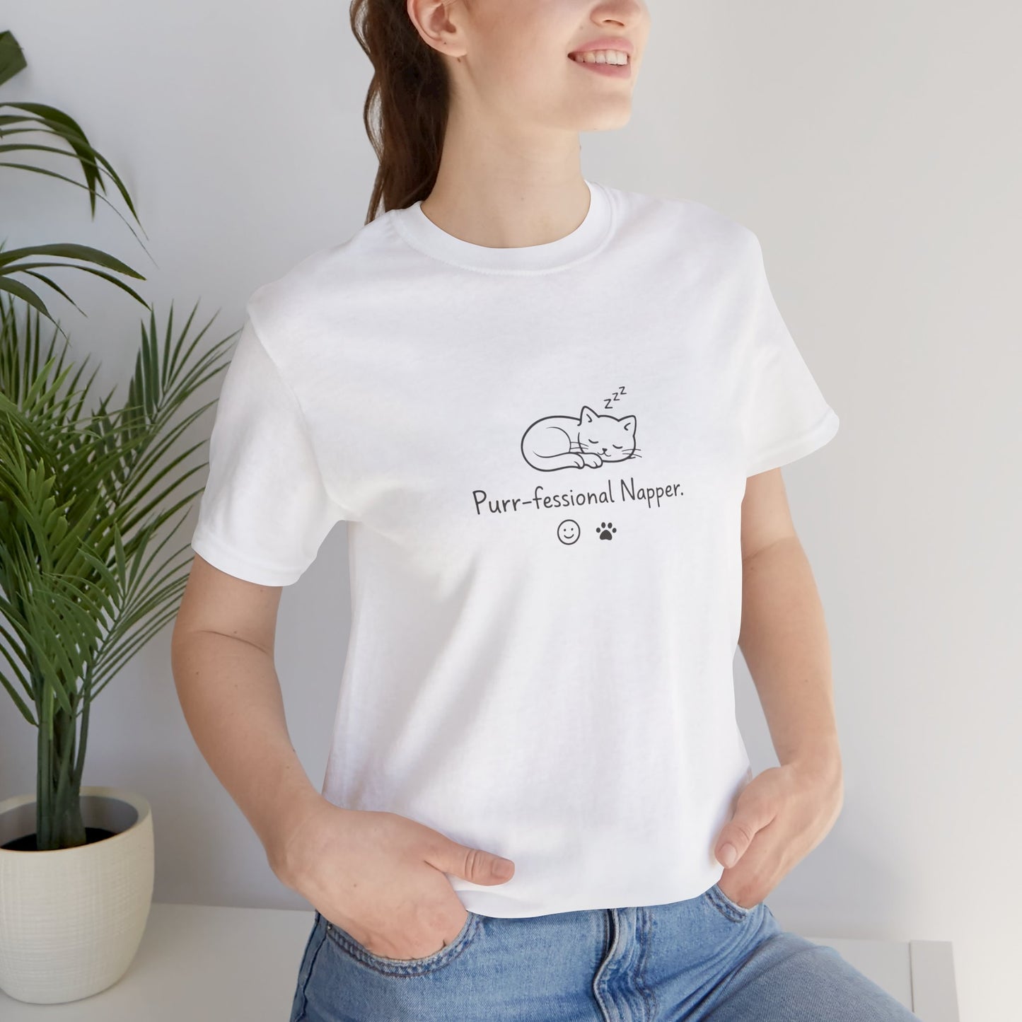 Purr-fessional Napper T‑Shirt — Cute Sleeping Cat Tee