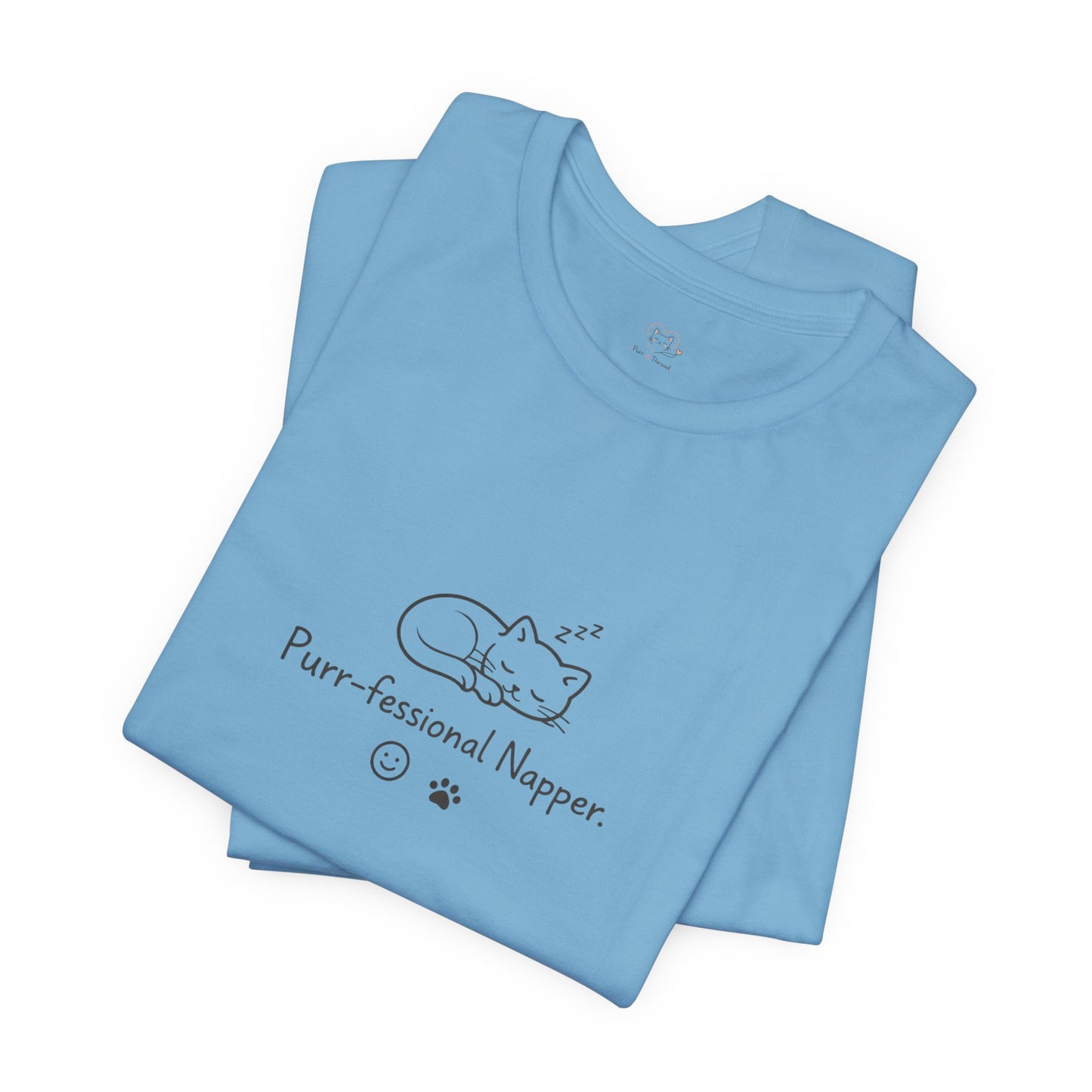 Purr-fessional Napper T‑Shirt — Cute Sleeping Cat Tee
